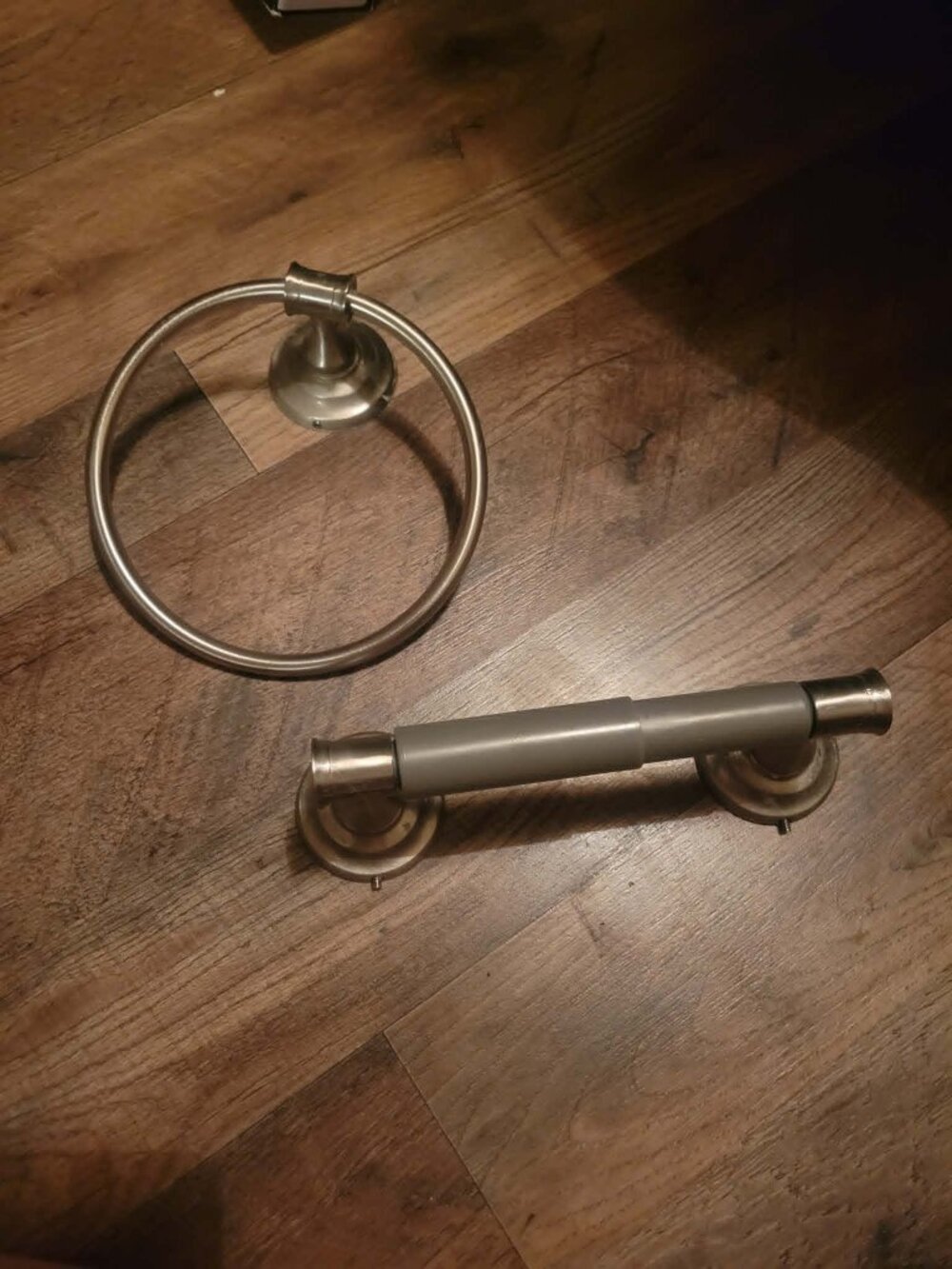 Silver Bathroom Towel Ring and TP Holder